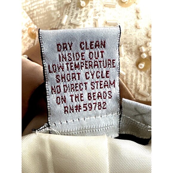 Papell Petites 4P Ivory Silk Beaded Jacket Textured Vintage Cocktail City Chic - Picture 11 of 12